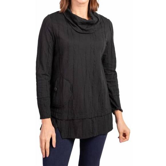 NEW HABITAT cowl pocket tunic top in black - Picture 1 of 2